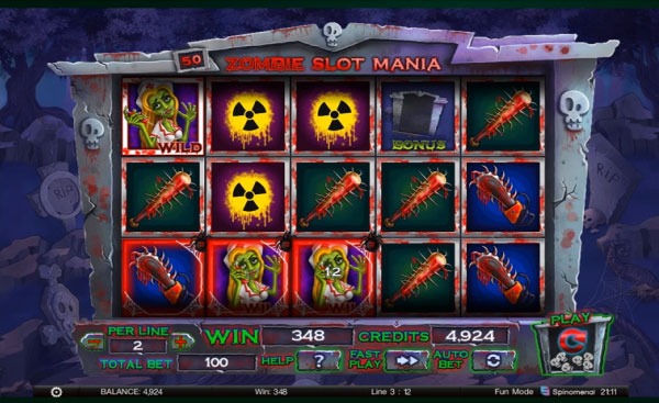 Zombie Slot Mania Machine à Sous Gratuit (50 Lignes) Spinomenal 